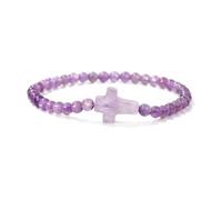 XINLIANYI 1 pulsera de cruz para hombre, 4 mm, piedra natural, ágata ojo de tigre, cuarzo rosa, pulseras para mujeres y parejas, 21CM, Acero inoxidable, Circonita cúbica