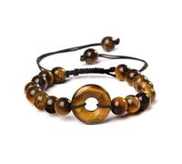 XINLIANYI 1 pulsera de cuerda ajustable con hebilla de paz para hombre y mujer, ojo de tigre, pulsera de piedra, Acero inoxidable, Circonita cúbica