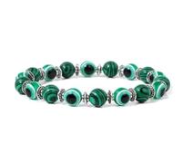 XINLIANYI 1 pulsera de lapislázuli negro ónix ojo de tigre de 8 mm para hombre y mujer, 21 cm, Acero inoxidable, Circonita cúbica