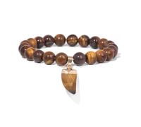 XINLIANYI 1 pulsera elástica de ojo de tigre natural para hombre y mujer, 19 cm, Acero inoxidable, Circonita cúbica