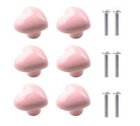 Xinlie Paquete de 6 Forma de Corazón Perillas de Muebles Rosado Perilla Del Cajón Manija de La Habitación de Los Niños,para Los Cajones Del Tocador de La Habitación Infantil (Rosa Claro)