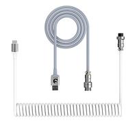 XINMENG X MAMBASNAKE C01 Cable de Teclado en Espiral, Línea HyperSpeed Tipo C con Tasa de Retorno de 8KHz Para Teclados de Juegos, Cable USB-C de TPU con Aviación Metálica, PC/Teléfono-Gris/Blanco