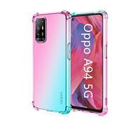 XINNI Carcasa para OPPO A94 5G|OPPO Reno 5Z(6.43'') Funda, Ultradelgado Soft TPU Transparente/Ligero Degradado Estuche Anti Caída Back Case Cover, Rosa/Verde