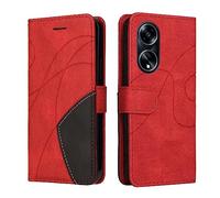 XINNI Carcasa para OPPO A98 5G Funda, PU/TPU Retro Cuero Magnético Estuche Protector Anti-caída Caso del Tirón Case Cover, Rojo