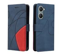 XINNI Carcasa para Vivo Y03 Funda, PU/TPU Retro Cuero Magnético Estuche Protector Anti-caída Caso del Tirón Case Cover, Azul