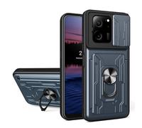 XINNI Carcasa para Xiaomi 13T Pro/Xiaomi 13T Funda, TPU/PC con Ranura para Tarjeta y Anillo Empuja la Ventana Estuche, Gris