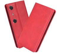 XINNI Carcasa para Xreal Beam Pro Funda, PU/TPU Retro Cuero Magnético Estuche Flip Protector Caso, Rojo