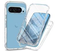 XINNI Funda para Google Pixel 9 Pro/Pixel 9 Antichoques 360 Grados con Protector de Pantalla Integrado Robusto Doble Cara Bumper Transparente Case Completa Carcasa, Cristal