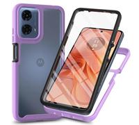 XINNI Funda para Moto E14/G04s/G24/G04/G24 Power Antichoques 360 Grados con Protector de Pantalla Integrado Robusto Doble Cara Bumper Transparente Case Completa Carcasa, Morado Claro