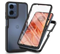 XINNI Funda para Moto E14/G04s/G24/G04/G24 Power Antichoques 360 Grados con Protector de Pantalla Integrado Robusto Doble Cara Bumper Transparente Case Completa Carcasa, Negro