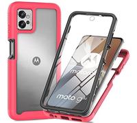 XINNI Funda para Motorola Moto G32 Antichoques 360 Grados con Protector de Pantalla Integrado Robusto Doble Cara Bumper Transparente Case Completa Carcasa, Rosa