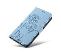 XINNI Funda para Motorola Moto G67, Mariposa Diente de León Relieve Cuero PU Billetera Cubierta, Azul Cielo