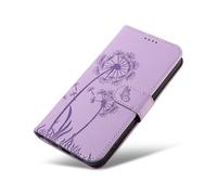 XINNI Funda para Motorola Moto G67, Mariposa Diente de León Relieve Cuero PU Billetera Cubierta, Violeta