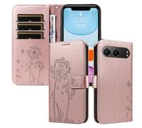 XINNI Funda para OnePlus Nord 4 5G, Mariposa Diente de León Relieve Cuero PU Billetera Cubierta, Oro Rosa