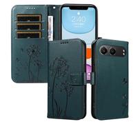 XINNI Funda para OnePlus Nord 4 5G, Mariposa Diente de León Relieve Cuero PU Billetera Cubierta, Verde Oscuro