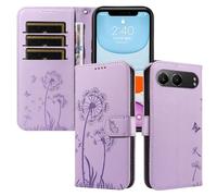 XINNI Funda para OnePlus Nord 4 5G, Mariposa Diente de León Relieve Cuero PU Billetera Cubierta, Violeta