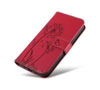 XINNI Funda para OnePlus Nord CE5, Mariposa Diente de León Relieve Cuero PU Billetera Cubierta, Rojo