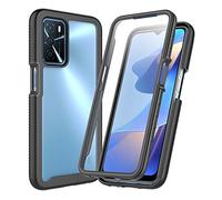 XINNI Funda para OPPO A16/A16S/A54S Antichoques 360 Grados con Protector de Pantalla Integrado Robusto Doble Cara Bumper Transparente Case Completa Carcasa, Negro