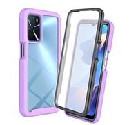 XINNI Funda para OPPO A16/A16S/A54S Antichoques 360 Grados con Protector de Pantalla Integrado Robusto Doble Cara Bumper Transparente Case Completa Carcasa, Morado Claro