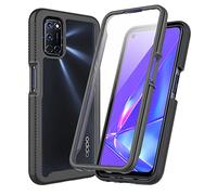 XINNI Funda para OPPO A52/A72/A92 Antichoques 360 Grados con Protector de Pantalla Integrado Robusto Doble Cara Bumper Transparente Case Completa Carcasa, Negro