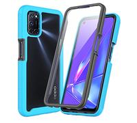 XINNI Funda para OPPO A52/A72/A92 Antichoques 360 Grados con Protector de Pantalla Integrado Robusto Doble Cara Bumper Transparente Case Completa Carcasa, Azul Claro
