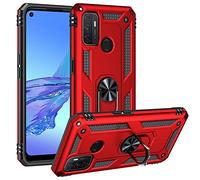 XINNI Funda para OPPO A53s/Oppo A53 2020, PC Militar + TPU 2 en 1 Funda Trasera Protectora con Soporte, Rojo