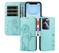 XINNI Funda para Realme Note 60 4G, Mariposa Diente de León Relieve Cuero PU Billetera Cubierta, Verde