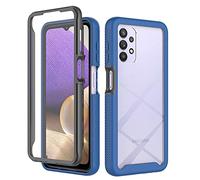 XINNI Funda para Samsung Galaxy A32 4G Antichoques 360 Grados con Protector de Pantalla Integrado Robusto Doble Cara Bumper Transparente Case Completa Carcasa, Azul Oscuro