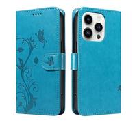 XINNI Funda para Vivo X300 Pro 5G, Mariposa Árbol de Flor de Albaricoque Relieve Cuero PU Billetera Cubierta, Azul