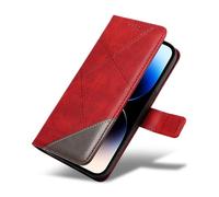 XINNI Funda para Vivo Y19S 4G, PU/TPU Cuero Magnético Estuche Protector Anti-caída Caso del Tirón Cover, Rojo