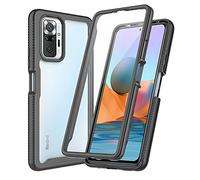 XINNI Funda para Xiaomi Redmi Note 10 Pro/MAX Antichoques 360 Grados con Protector de Pantalla Integrado Robusto Doble Cara Bumper Transparente Case Completa Carcasa, Negro