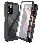 XINNI Funda para Xiaomi Redmi Note 11 Pro+ 5G(Note 11 Pro Plus) Antichoques 360 Grados con Protector de Pantalla Integrado Robusto Doble Cara Bumper Transparente Case Completa Carcasa, Negro