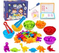 XINNIAN Dinosaurios Juguetes Montessori 2 3 4 5 Años,Juguete Educativo Juego de Colores & Clasificación Habilidades motoras Finas Juegos,Juguetes de Conteo de Matemáticas para Niños