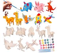 XINNIAN Kit Madera Manualidades Niños,8 Piezas Juego de manualidades de Animales para niños,Animales para Pintar,Animales Juguete Madera Actividades creativas para Decoraciones Arte y Manualidades