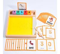 XINNIAN Montessori Mesa de Arena Juguetes de Aprendizaje 3 4 5 6 7 años, Juguetes educativos de Madera para Habilidades motrices Desarrollo Motor temprano niños con Escriban Letras y Dibujen