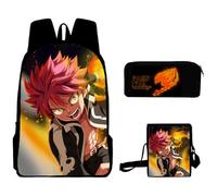 Xinnice Fairy Tail Anime Mochila de 3 piezas, Natsu Dragneel/Lucy Heartfilia Mochila escolar + Estuche + Bolso Bandolera, Anime Backpack Set para Niñas Mujer, Tipo 2, 30x13x40cm