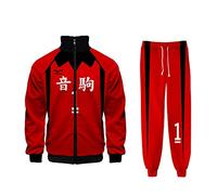 Xinnice Haikyuu Cremallera Sudaderas con Capucha Nekoma High School 3D Impresión Zip Chaqueta Kuroo Tetsurou Kozume Kenma Anime Sudadera Pantalones para Unisex, Tipo 1., L