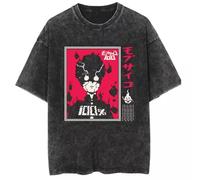 Xinnice Mob Psycho 100 T-shirt Kageyama Shigeo/Reigen Arataka Anime Print Manga Corta Porosidad Suelta Sudadera Oversize Fashion Tops para Adolescentes Niños y Niñas