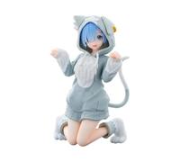 Xinnice Ram/Rem Figura Anime Re 0 Figura Ram Rem Figuras de Acción Gato Especial Modelo Sentado Estatua 11 cm Decoración Escritorio Ornamento Coleccionable