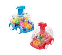 XINNIKESI - Vehículo de fricción de 2 piezas con equipo colorido para el desarrollo de la primera infancia, juguete de empuje, coche