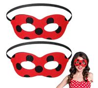 Xinnun 2 Máscaras de Mariquita Antifaz de Mariquita de Tela de Fieltro con Goma Elástica Máscara de Escarabajo Roja con Puntos Negros Cubreojos Mujeres Hombres Accesorios Fiesta Carnaval Halloween
