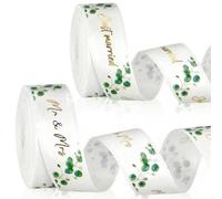 Xinnun 2 Rollos Cinta para Bodas 4,5 m X 15 Mm Mr & Mrs Just Married Cinta para Regalo de Boda Para Decoración de Bodas, Invitaciones, Ramos de Novia y Manualidades para Envolver Regalos