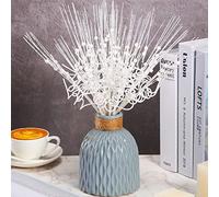 Xinnun 30 Púas de Ramo Rizadas con Purpurina de Navidad 14 Pulgadas Ramas Tilín Tilín de Bayas Rizadas Artificiales Palo Decorativo para Invierno Boda Relleno de Jarrón Árbol de Navidad (Blanco)