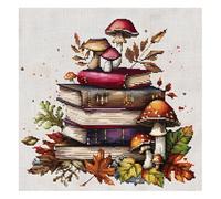 Xinpinzhou Kit Punto de Cruz con Hilos y Tela Impresa Champiñón, Cuadros en Cross Stitch Embroidery Bordar Punto de Cruz Kit Bordado Completo Esquemas para Principiantes Patrones Contado