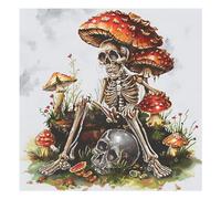 Xinpinzhou Kit Punto de Cruz con Hilos y Tela Impresa Cráneo y Hongo, Cuadros en Cross Stitch Embroidery Bordar Punto de Cruz Kit Bordado Completo Esquemas para Principiantes Patrones Contado