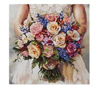 Xinpinzhou Kit Punto de Cruz con Hilos y Tela Impresa Flor, Cuadros en Cross Stitch Embroidery Bordar Punto de Cruz Kit Bordado Completo Esquemas para Principiantes Patrones Contado