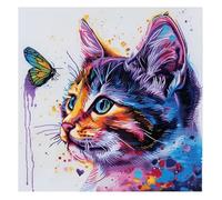 Xinpinzhou Kit Punto de Cruz con Hilos y Tela Impresa Gato Animal, Cuadros en Cross Stitch Embroidery Bordar Punto de Cruz Kit Bordado Completo Esquemas para Principiantes Patrones Contado