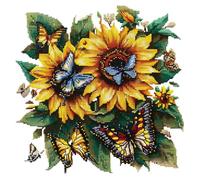 Xinpinzhou Kit Punto de Cruz con Hilos y Tela Impresa Girasol, Cuadros en Cross Stitch Embroidery Bordar Punto de Cruz Kit Bordado Completo Esquemas para Principiantes Patrones Contado