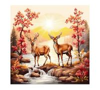 Xinpinzhou Kit Punto de Cruz con Hilos y Tela Impresa Navidad, Cuadros en Cross Stitch Embroidery Bordar Punto de Cruz Kit Bordado Completo Esquemas para Principiantes Patrones Contado Paisaje Nevado