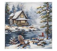 Xinpinzhou Kit Punto de Cruz con Hilos y Tela Impresa Paisaje Nevado, Cuadros en Cross Stitch Embroidery Bordar Punto de Cruz Kit Bordado Completo Esquemas para Principiantes Patrones Contado